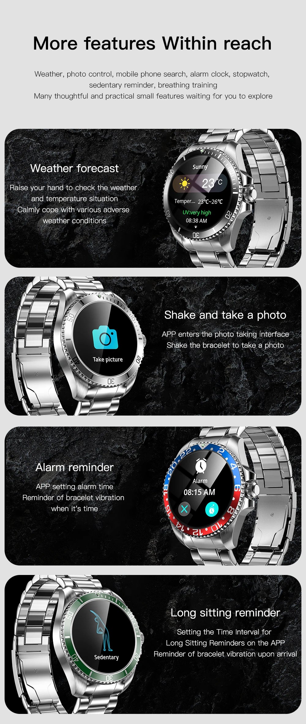 2024 New For Rolex SmartWatch Men Compass GPS Track Smartwatch Amoled Always Displays Temperature Clock BT Call Smartwatch+BOX