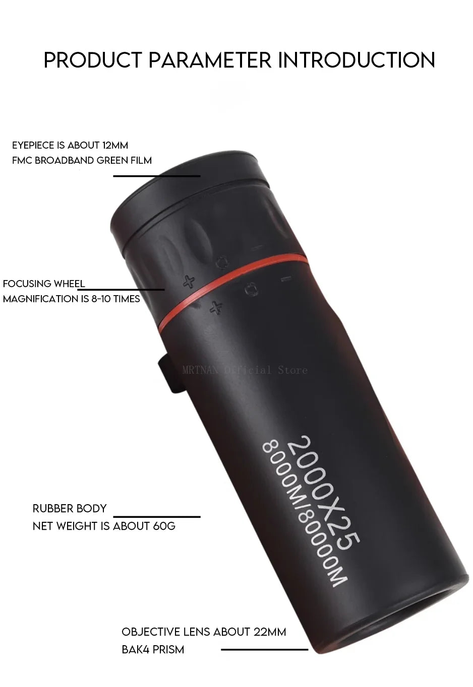 2000x25 Monocular Long Reach Night Range 12X HD Magnification Monocular Camping Hunting Accessory Powerful Mini Phone Telescope