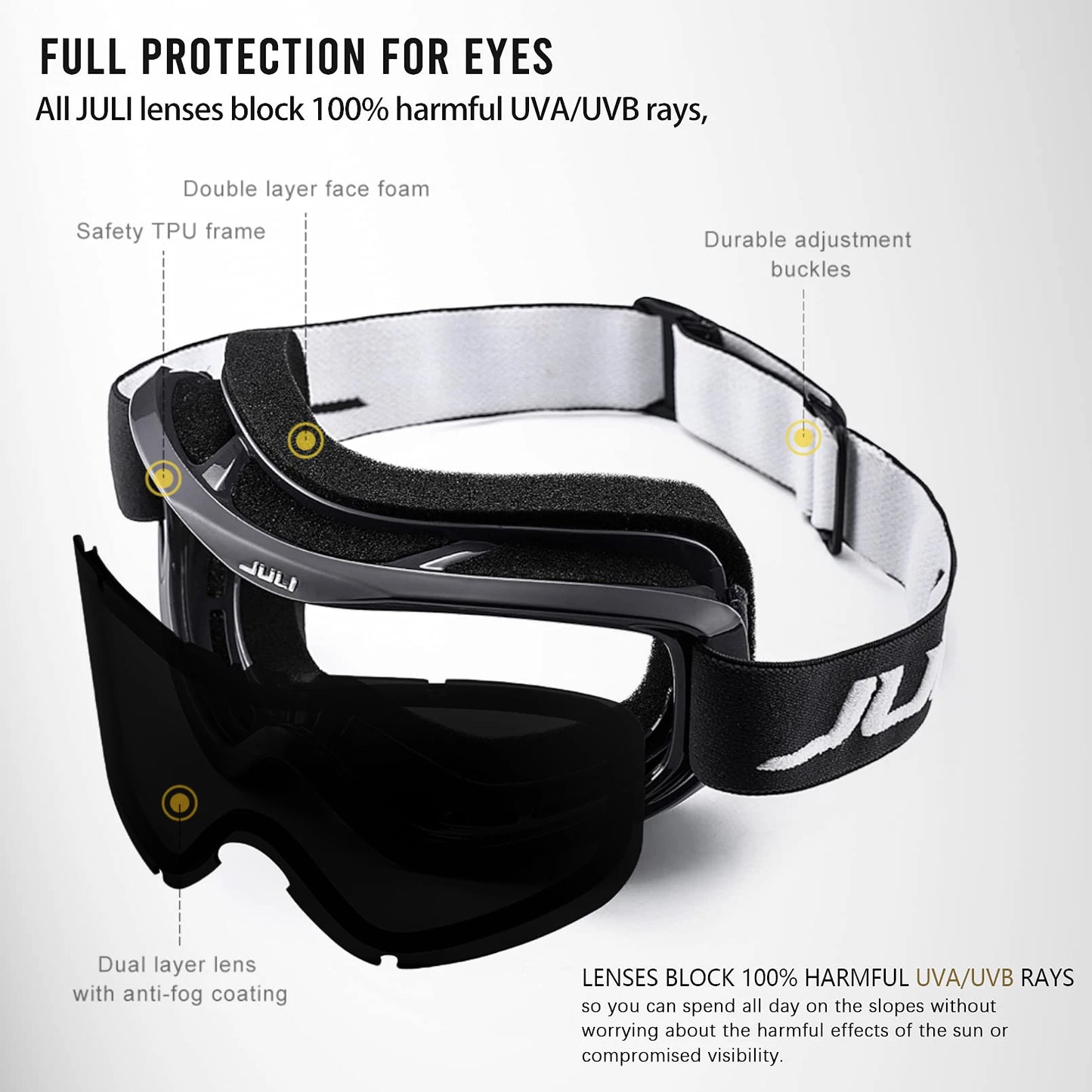 Ski Goggles for Men Women,Winter Snow Sports with Anti-fog Double Lens Mask Glasses Snowboard Snowmobile