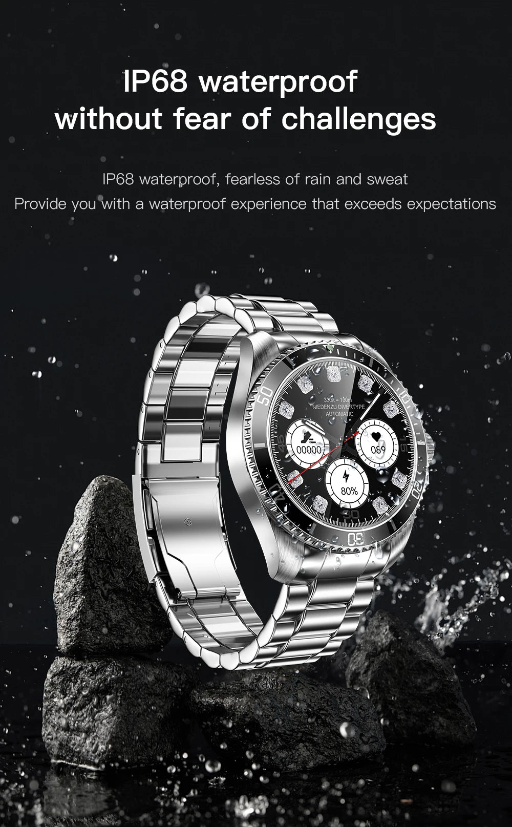 2024 New For Rolex SmartWatch Men Compass GPS Track Smartwatch Amoled Always Displays Temperature Clock BT Call Smartwatch+BOX
