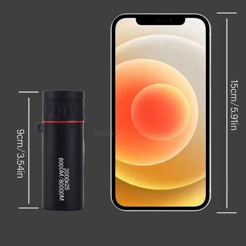 2000x25 Monocular Long Reach Night Range 12X HD Magnification Monocular Camping Hunting Accessory Powerful Mini Phone Telescope