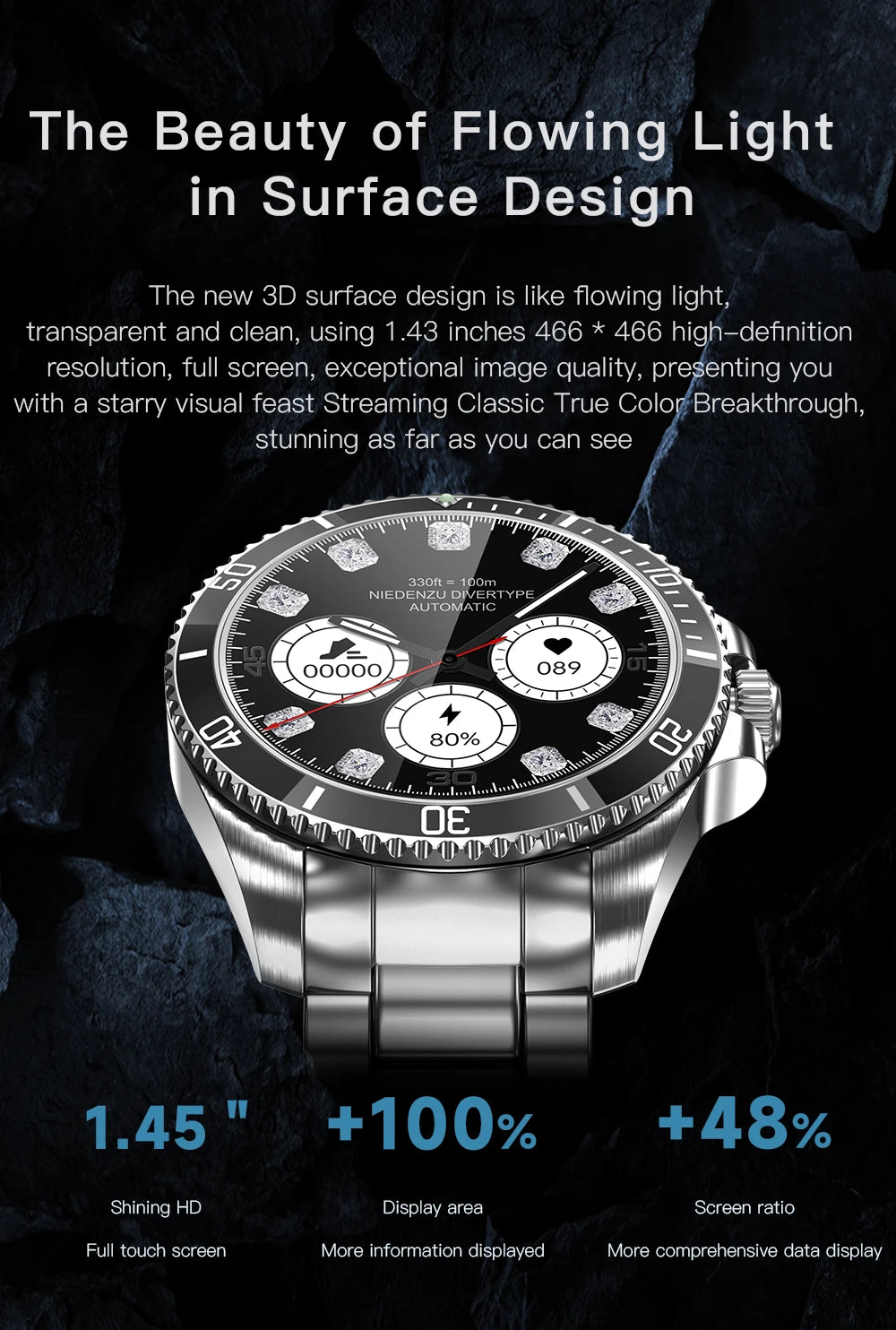 2024 New For Rolex SmartWatch Men Compass GPS Track Smartwatch Amoled Always Displays Temperature Clock BT Call Smartwatch+BOX