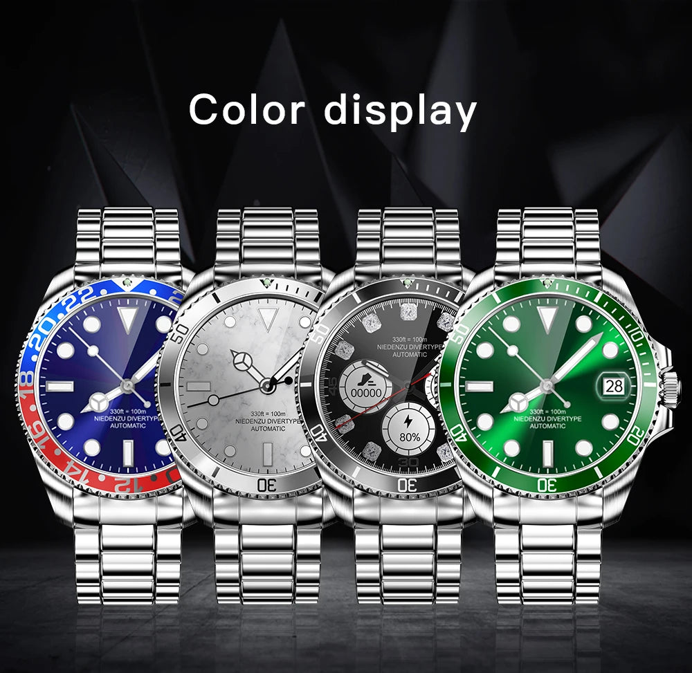 2024 New For Rolex SmartWatch Men Compass GPS Track Smartwatch Amoled Always Displays Temperature Clock BT Call Smartwatch+BOX