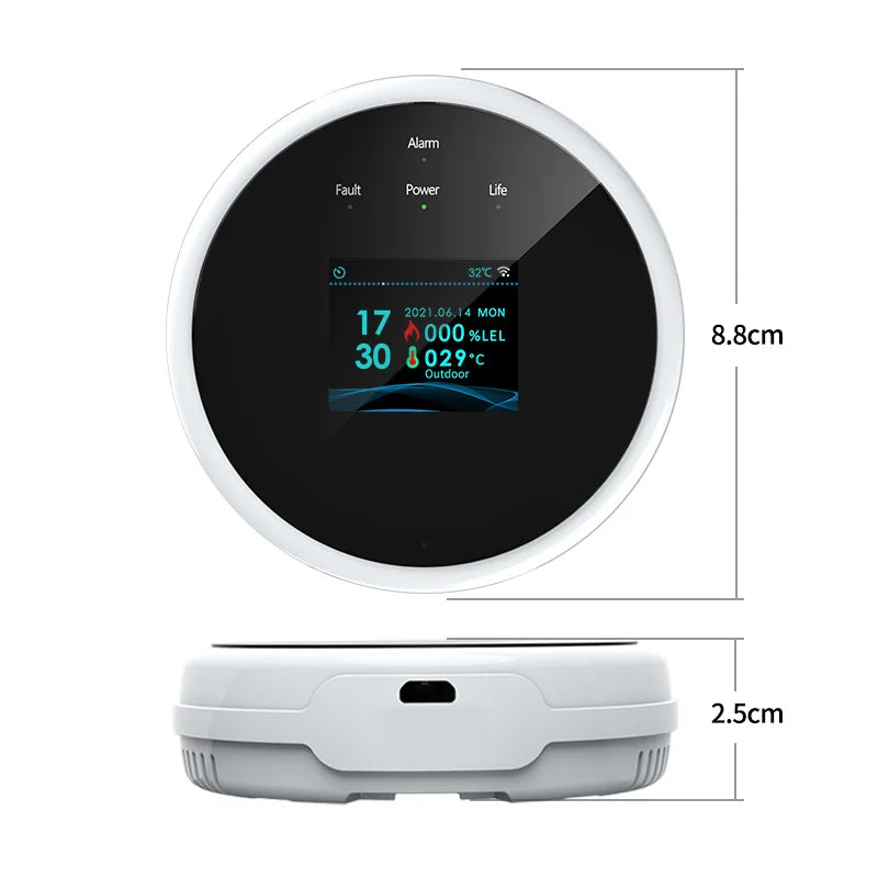 Tuya WiFi Gas Detektor Hause LPG Erdgas Leck Alarm LED Display Leckage Sensor Smart Leben APP Steuerung