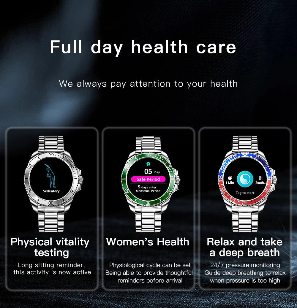 2024 New For Rolex SmartWatch Men Compass GPS Track Smartwatch Amoled Always Displays Temperature Clock BT Call Smartwatch+BOX