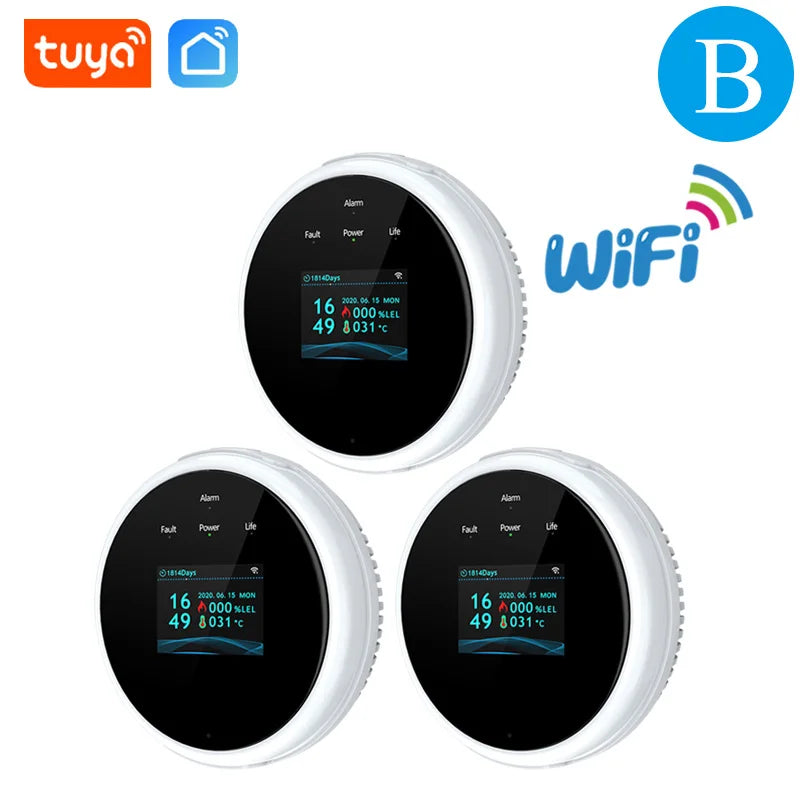 Tuya WiFi Gas Detektor Hause LPG Erdgas Leck Alarm LED Display Leckage Sensor Smart Leben APP Steuerung