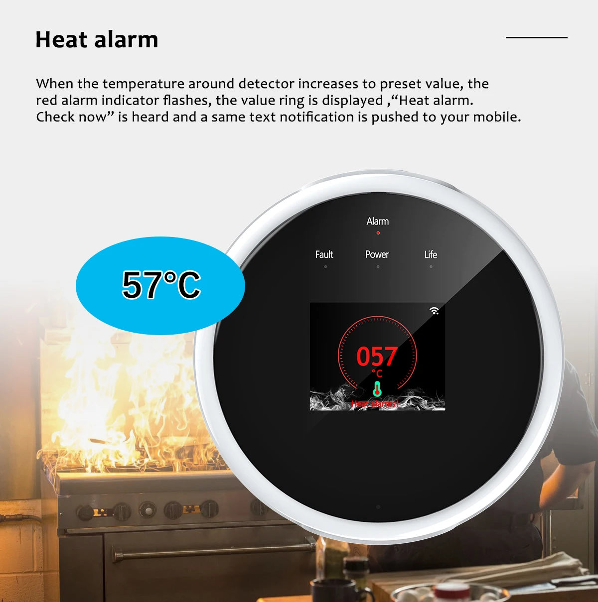 Tuya WiFi Gas Detector Home LPG Natural Gas Leak Alarm LED Display Leakage Sensor Smart Life APP Control