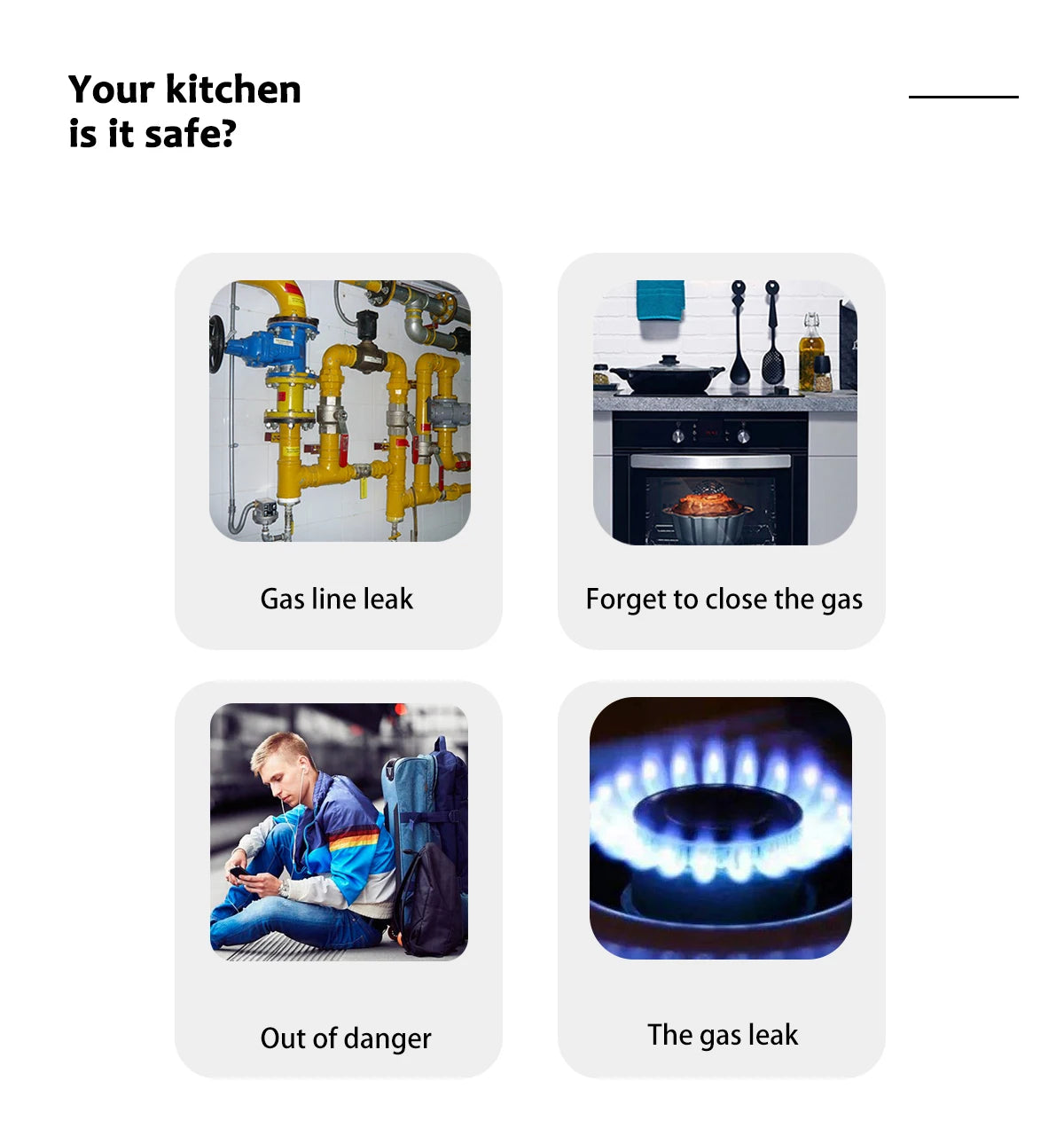 Tuya WiFi Gas Detector Home LPG Natural Gas Leak Alarm LED Display Leakage Sensor Smart Life APP Control