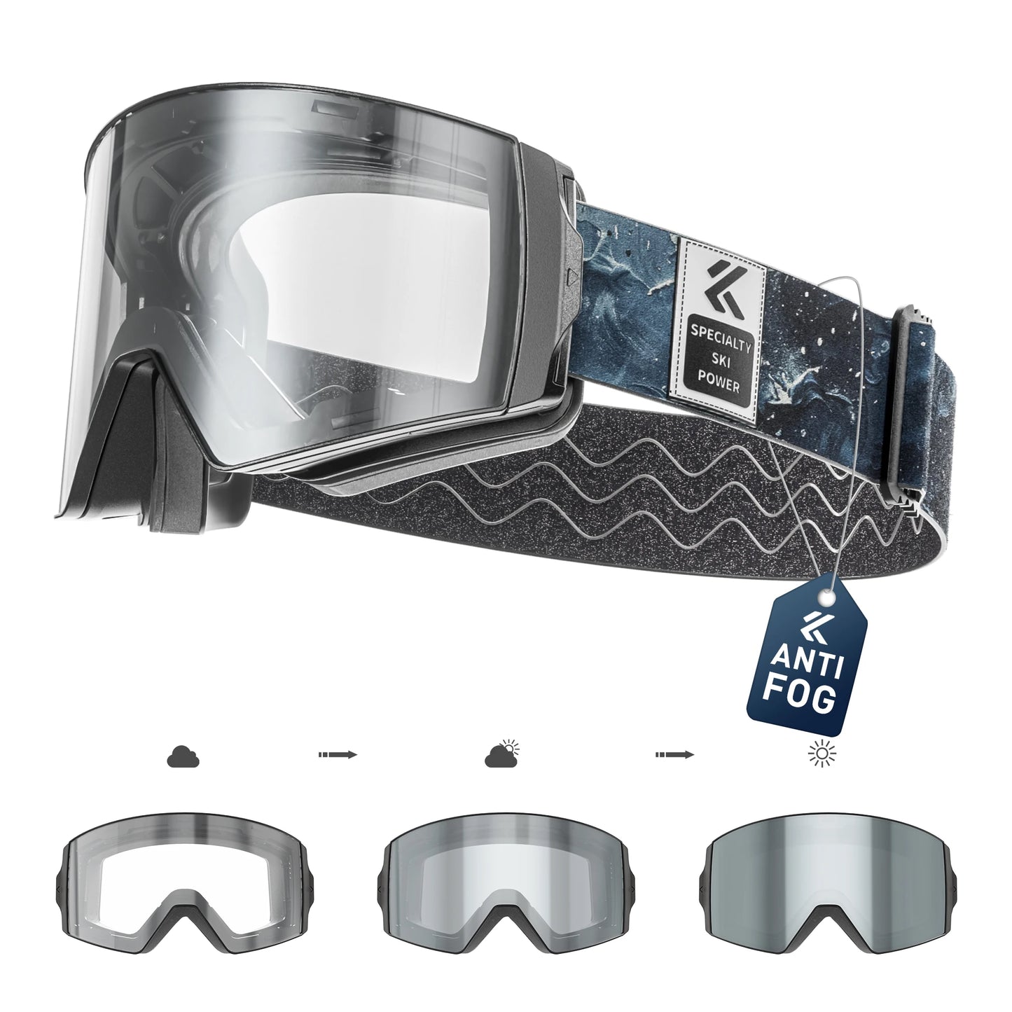 Photochromic Ski Goggles UV400 Anti-fog Magnetic Snowboard Glasses