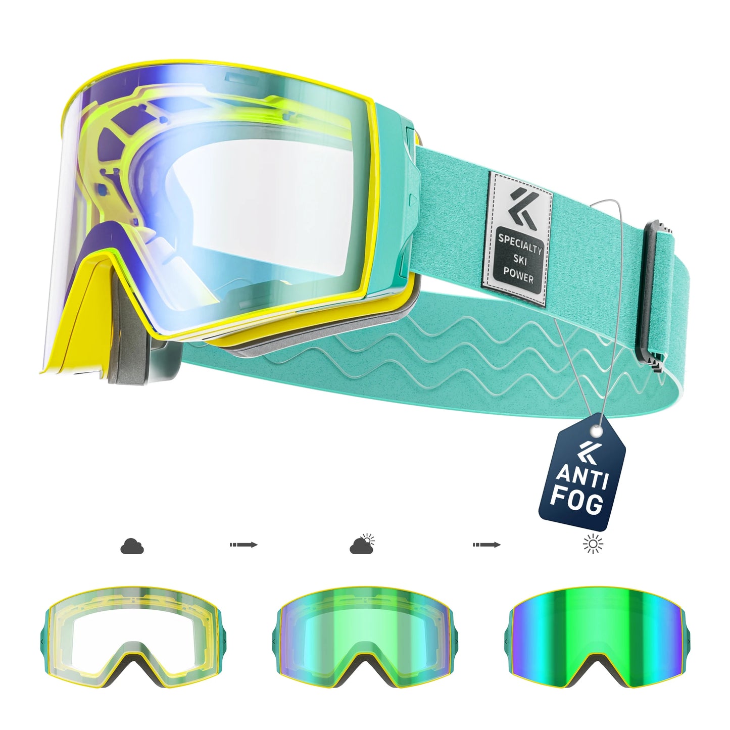 Photochromic Ski Goggles UV400 Anti-fog Magnetic Snowboard Glasses