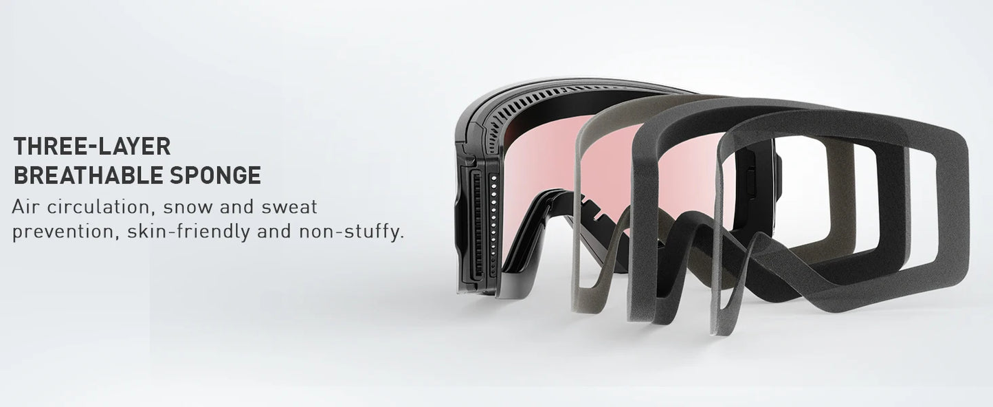 Photochromic Ski Goggles UV400 Anti-fog Magnetic Snowboard Glasses