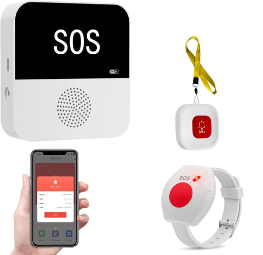 Drahtloser WiFi-Pager für ältere Pflegekräfte, SOS-Ruftaste, Notfall-SOS-Medizinalarmsystem für ältere Patienten, ältere Menschen zu Hause