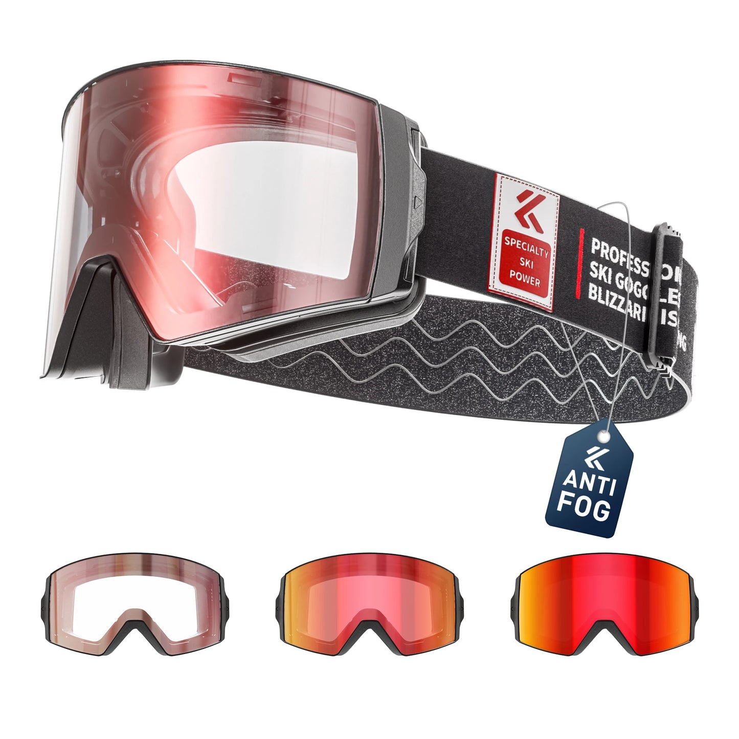 Photochromic Ski Goggles UV400 Anti-fog Magnetic Snowboard Glasses