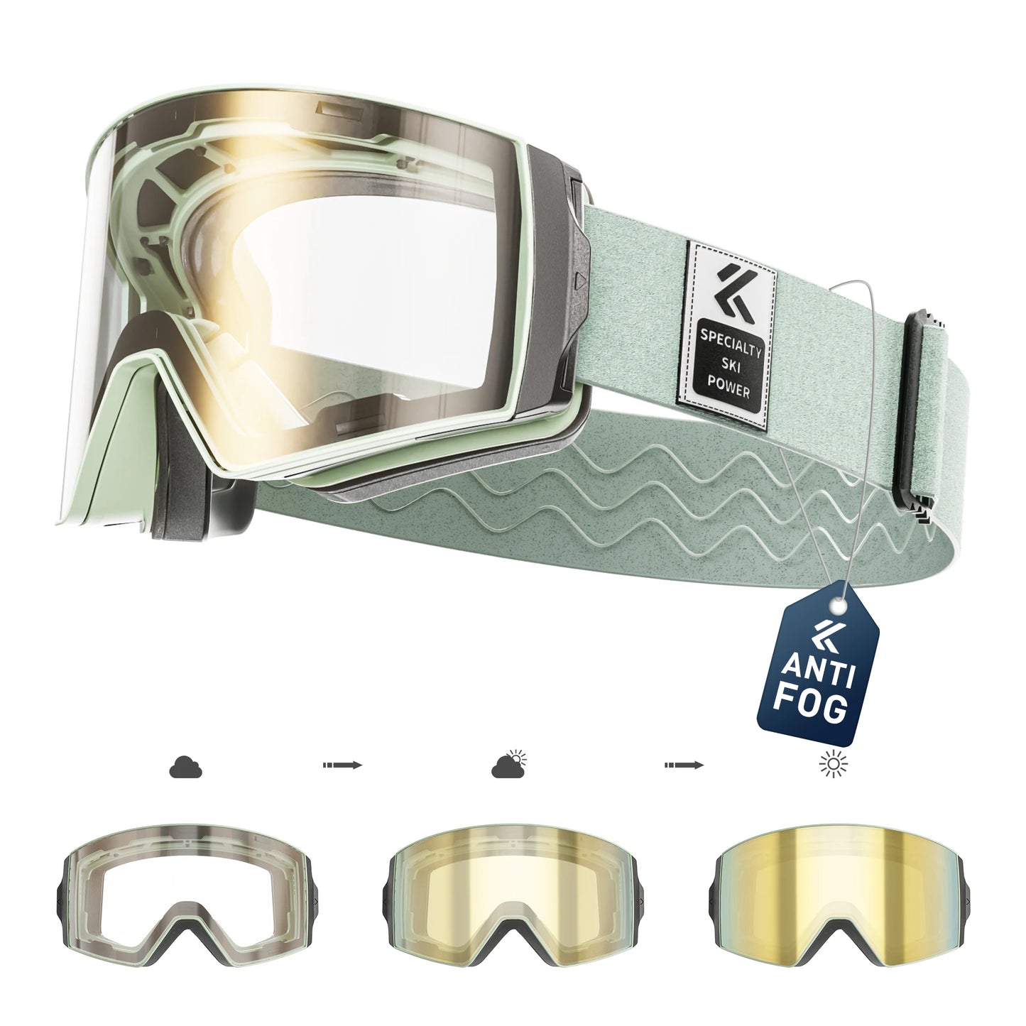 Photochromic Ski Goggles UV400 Anti-fog Magnetic Snowboard Glasses