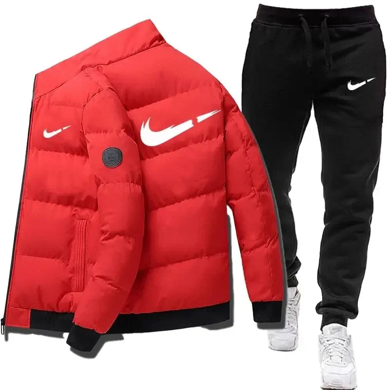 2025 Winter Casual Men's Sports Set 2-piece Set Letter Printed Fashion Brand Jacket+Sports Pants 2-piece Set