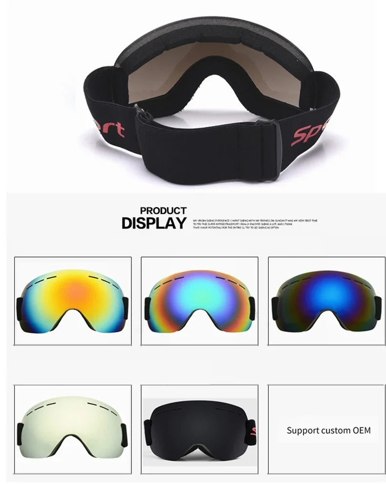 Double Layers Anti-Fog Ski Goggles Winter Snow Sports Goggles Outdoor Snow Snowboard Glasses for Men Women Ski Glasses Eyewear