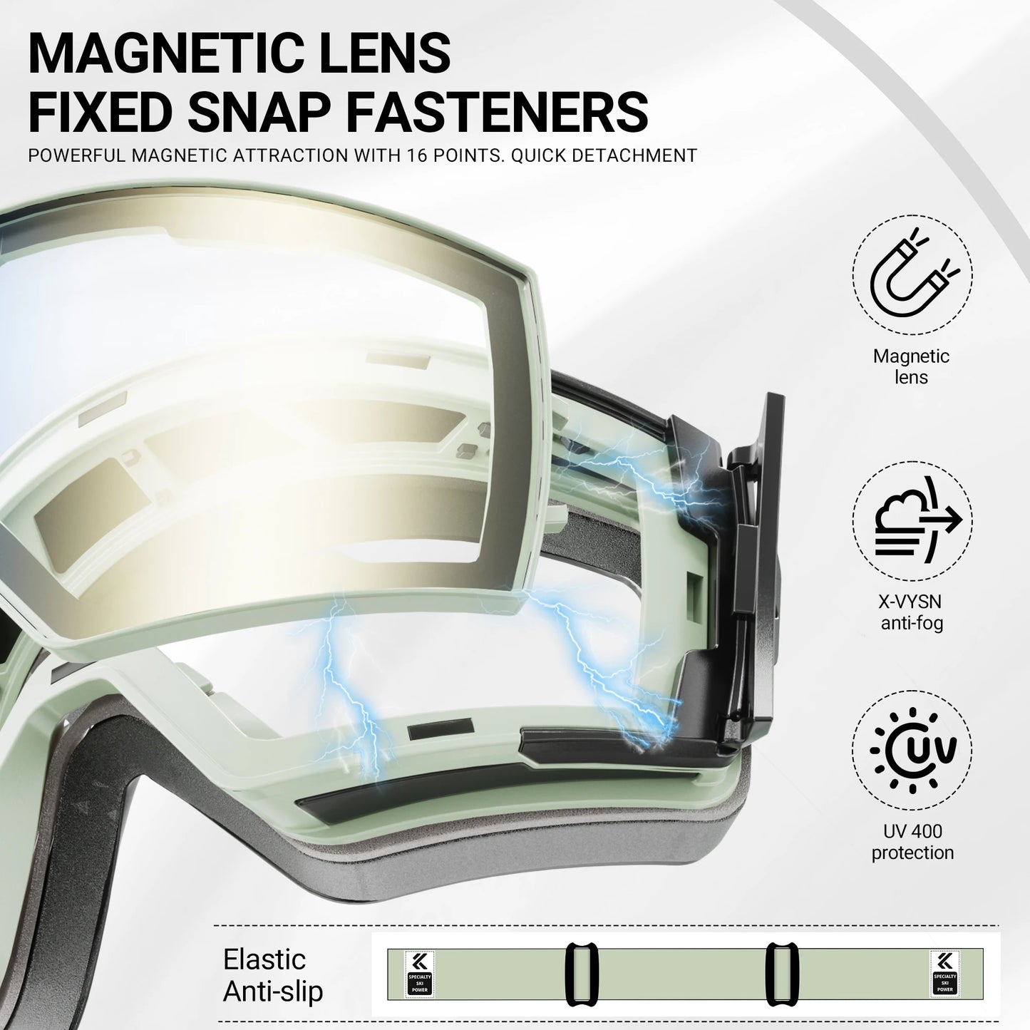 Photochromic Ski Goggles UV400 Anti-fog Magnetic Snowboard Glasses