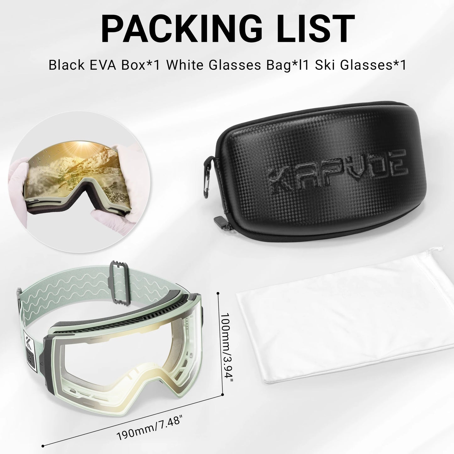 Photochromic Ski Goggles UV400 Anti-fog Magnetic Snowboard Glasses