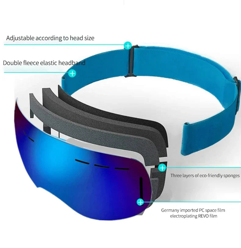 Double Layers Anti-Fog Ski Goggles Winter Snow Sports Goggles Outdoor Snow Snowboard Glasses for Men Women Ski Glasses Eyewear