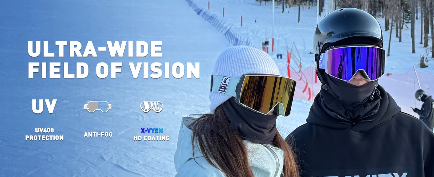 Photochromic Ski Goggles UV400 Anti-fog Magnetic Snowboard Glasses