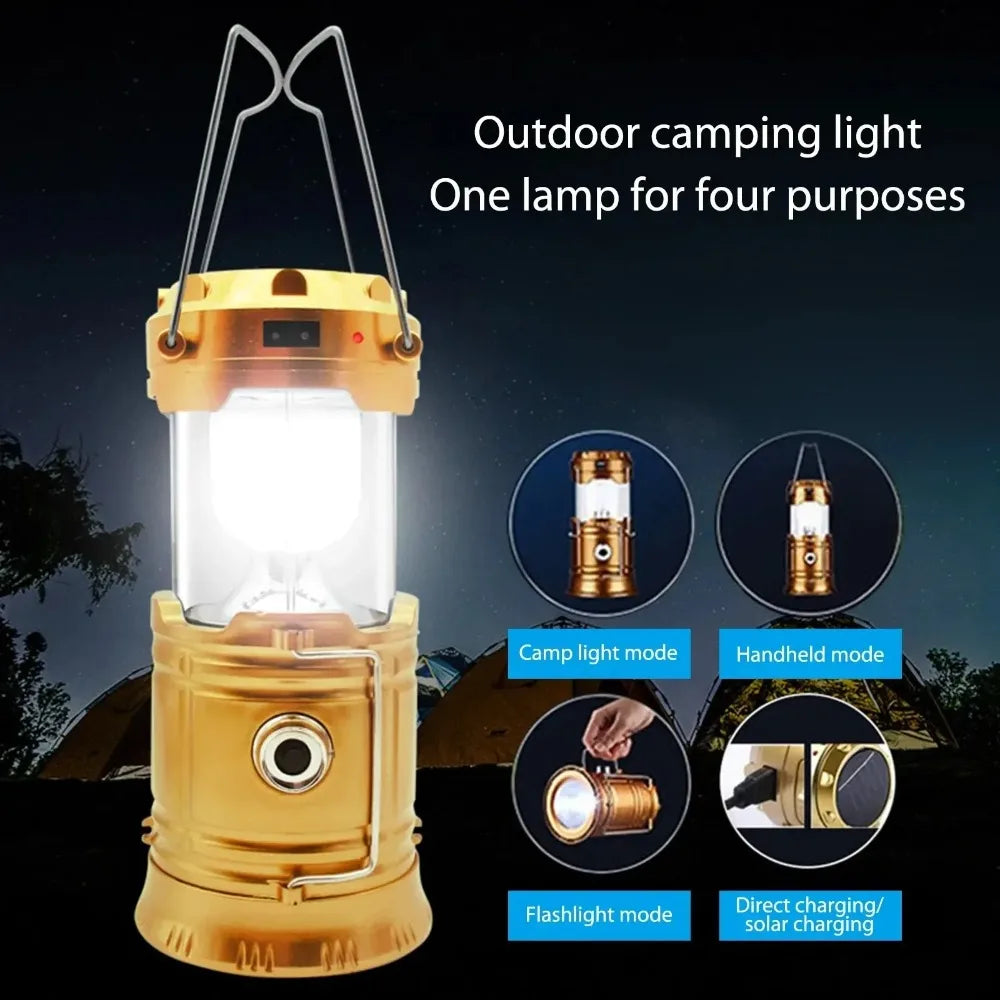 Solar Multifunctional Handheld Camping Lamp Tent Lamp LED Portable Flashlight Portable Waterproof Emergency Powered Work Light