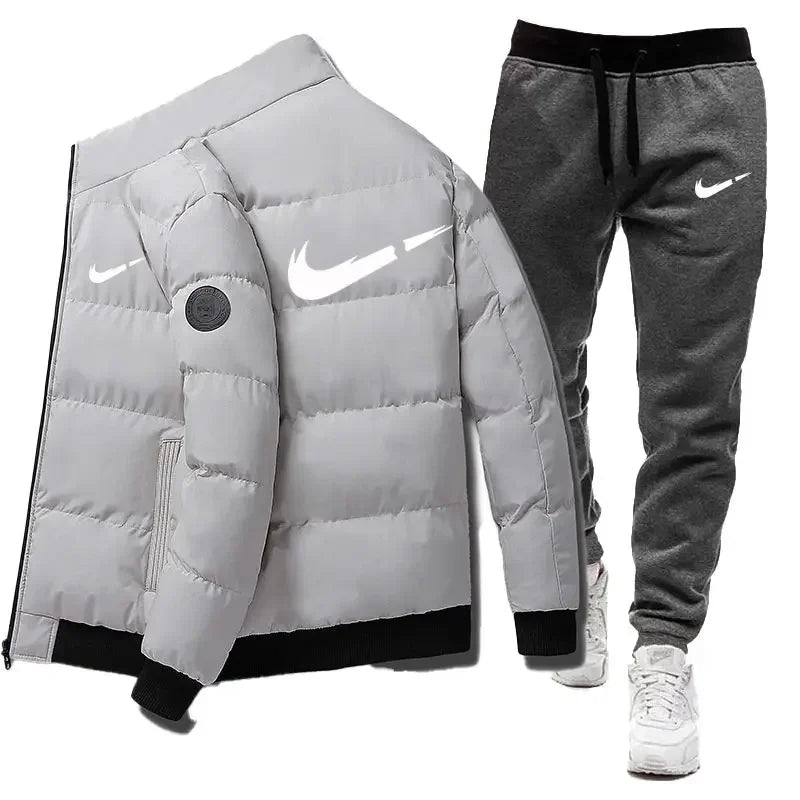 2025 Winter Casual Men's Sports Set 2-piece Set Letter Printed Fashion Brand Jacket+Sports Pants 2-piece Set