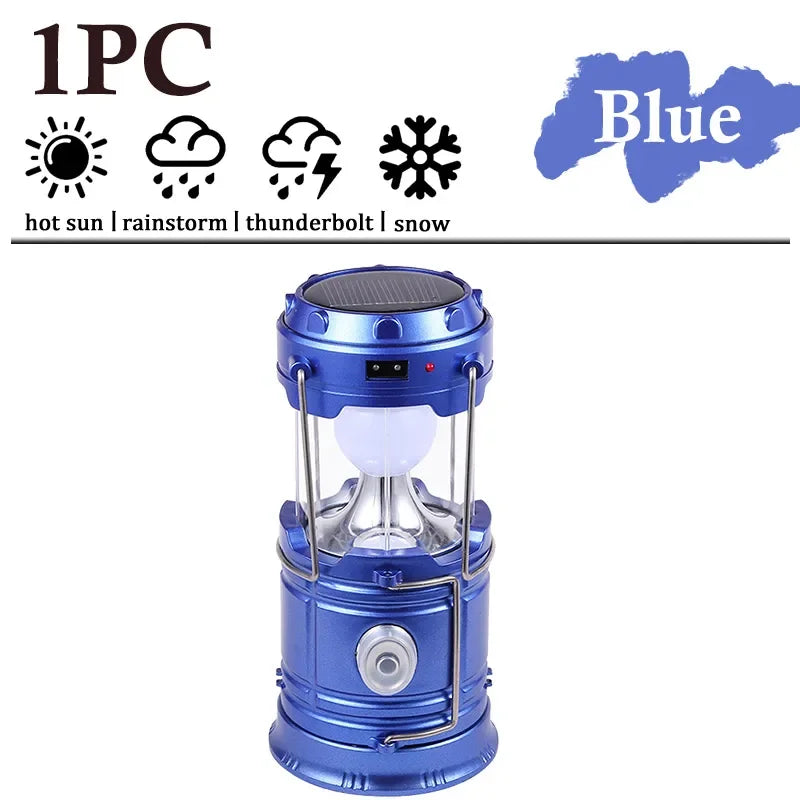 Solar Multifunctional Handheld Camping Lamp Tent Lamp LED Portable Flashlight Portable Waterproof Emergency Powered Work Light