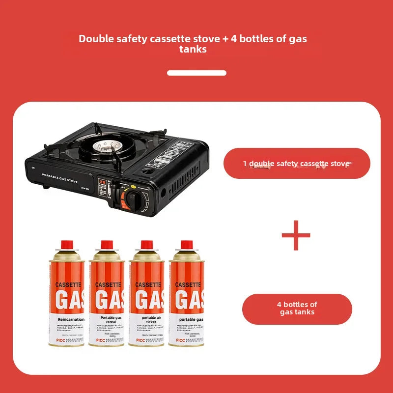 Portable Outdoor Card Gas Stove Cooking Vessel Fuel Butane One-piece Camping Lantern Cooker Gas Furnace Stove Accessories