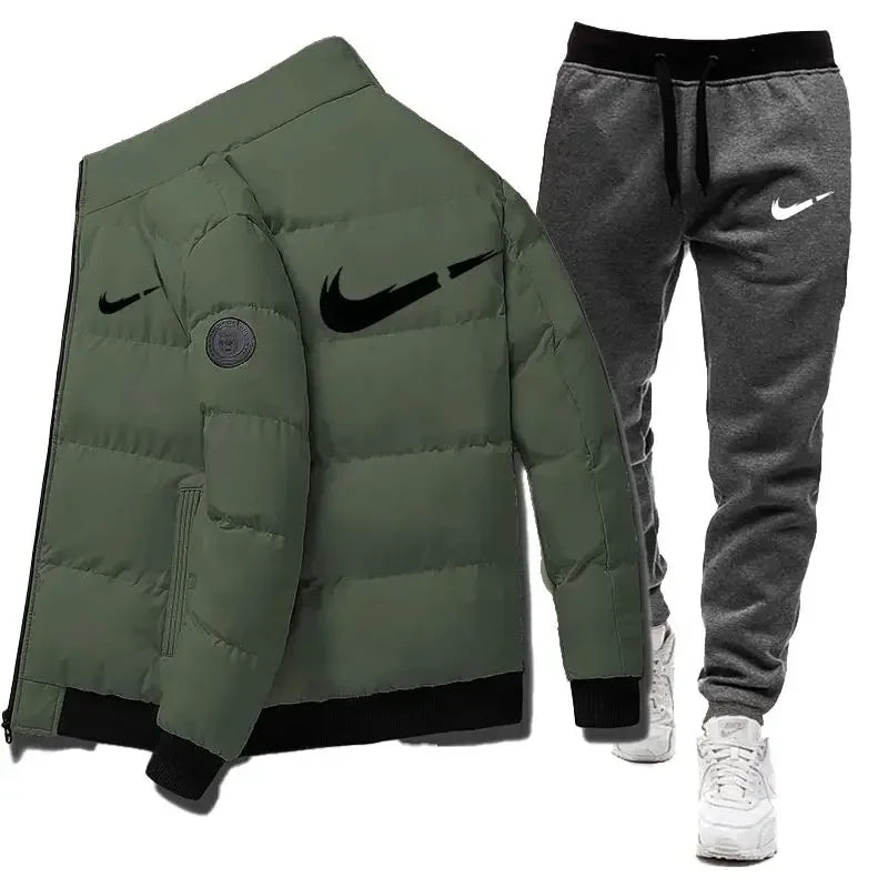 2025 Winter Casual Men's Sports Set 2-piece Set Letter Printed Fashion Brand Jacket+Sports Pants 2-piece Set