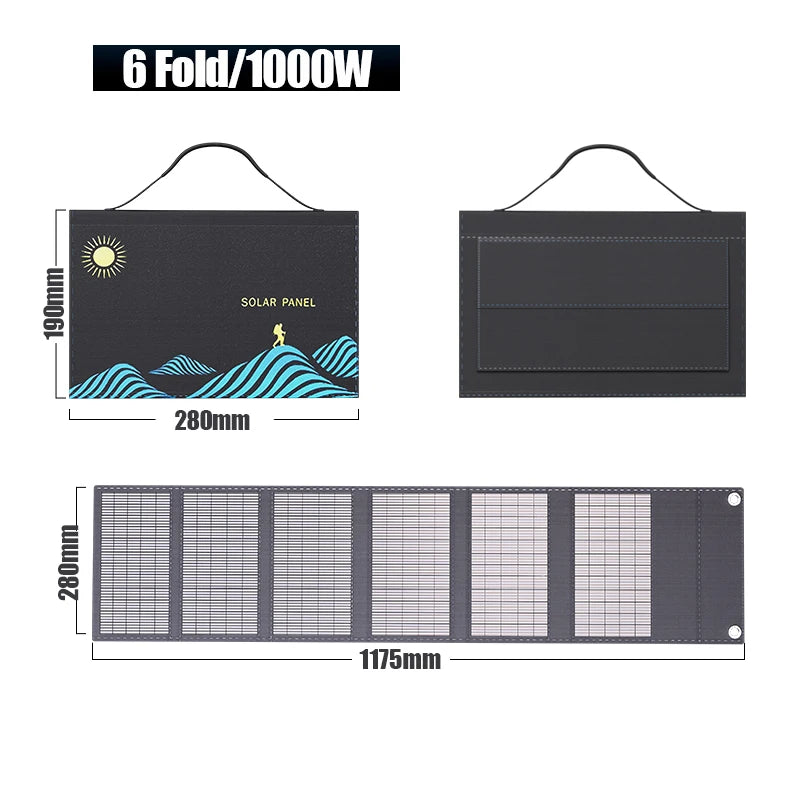 1000W Solar Panel Portable Folding Bag USB+DC