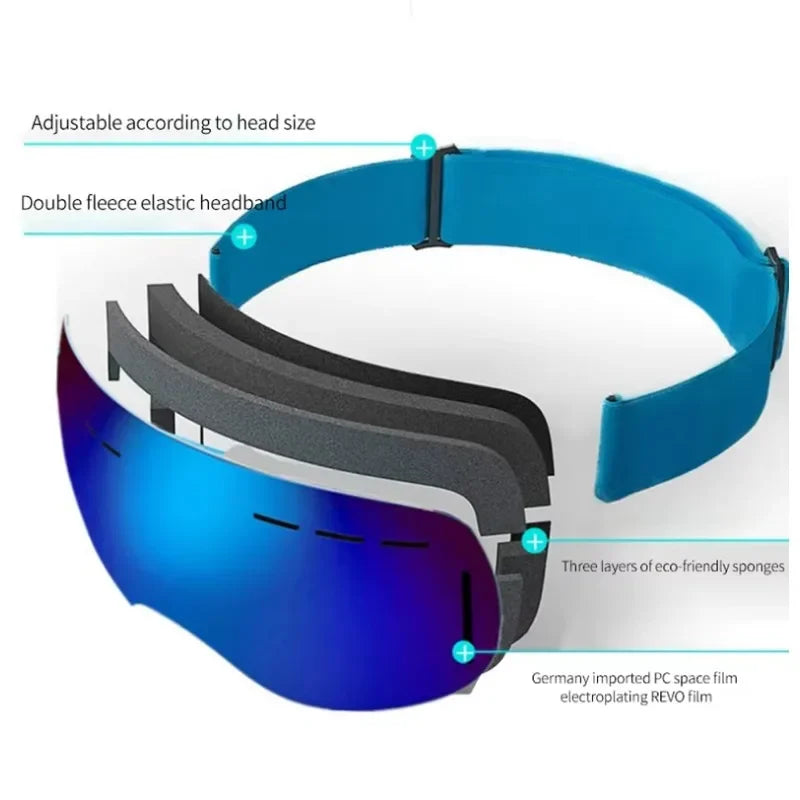 Double Layers Anti-Fog Ski Goggles Winter Snow Sports Goggles Outdoor Snow Snowboard Glasses for Men Women Ski Glasses Eyewear