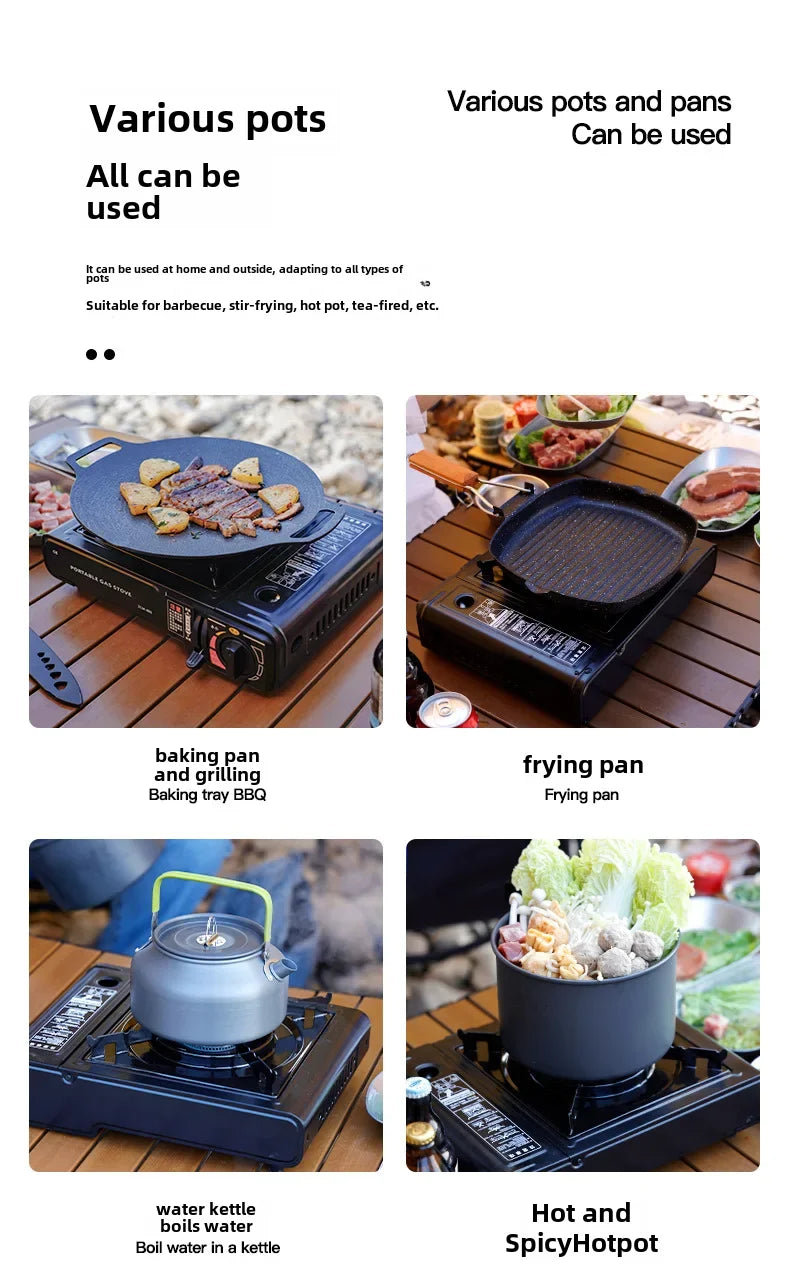 Portable Outdoor Card Gas Stove Cooking Vessel Fuel Butane One-piece Camping Lantern Cooker Gas Furnace Stove Accessories