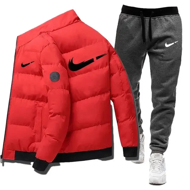 2025 Winter Casual Men's Sports Set 2-piece Set Letter Printed Fashion Brand Jacket+Sports Pants 2-piece Set