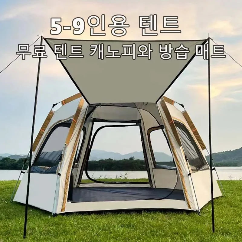 5-9 Personen Outdoor-Klappzelt Instant Pop-Up-Zelt Tragbares automatisches wasserdichtes Campingzelt mit Baldachin für Wanderpicknicks Neu