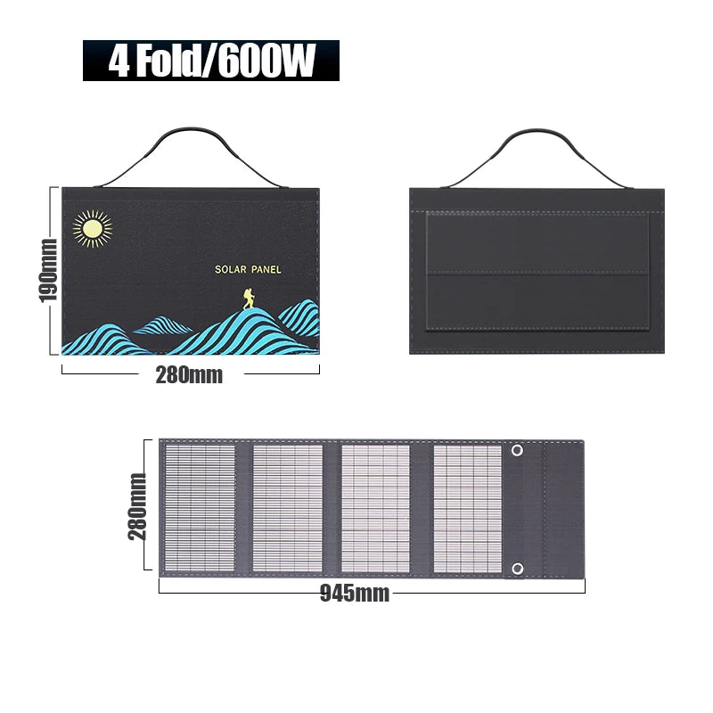 1000W Solar Panel Portable Folding Bag USB+DC