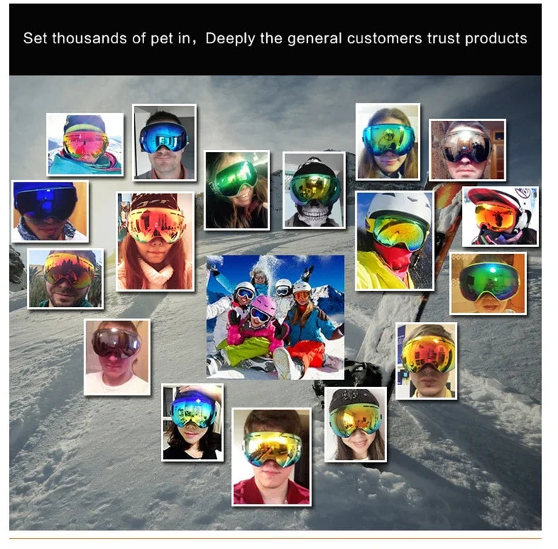 Double Layers Anti-Fog Ski Goggles Winter Snow Sports Goggles Outdoor Snow Snowboard Glasses for Men Women Ski Glasses Eyewear