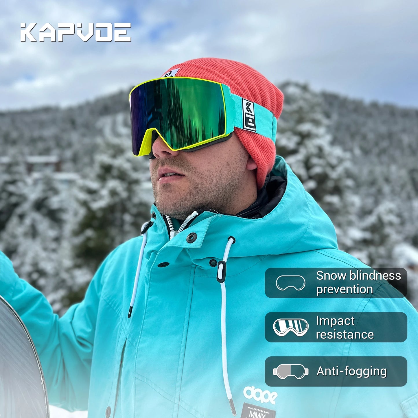 Photochromic Ski Goggles UV400 Anti-fog Magnetic Snowboard Glasses