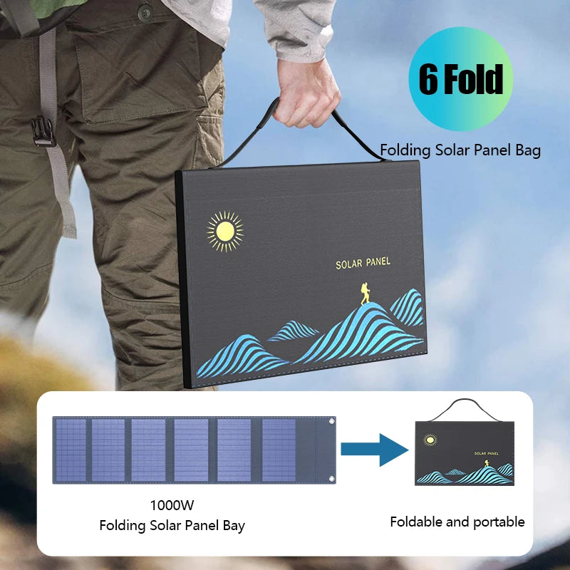 1000W Solar Panel Portable Folding Bag USB+DC