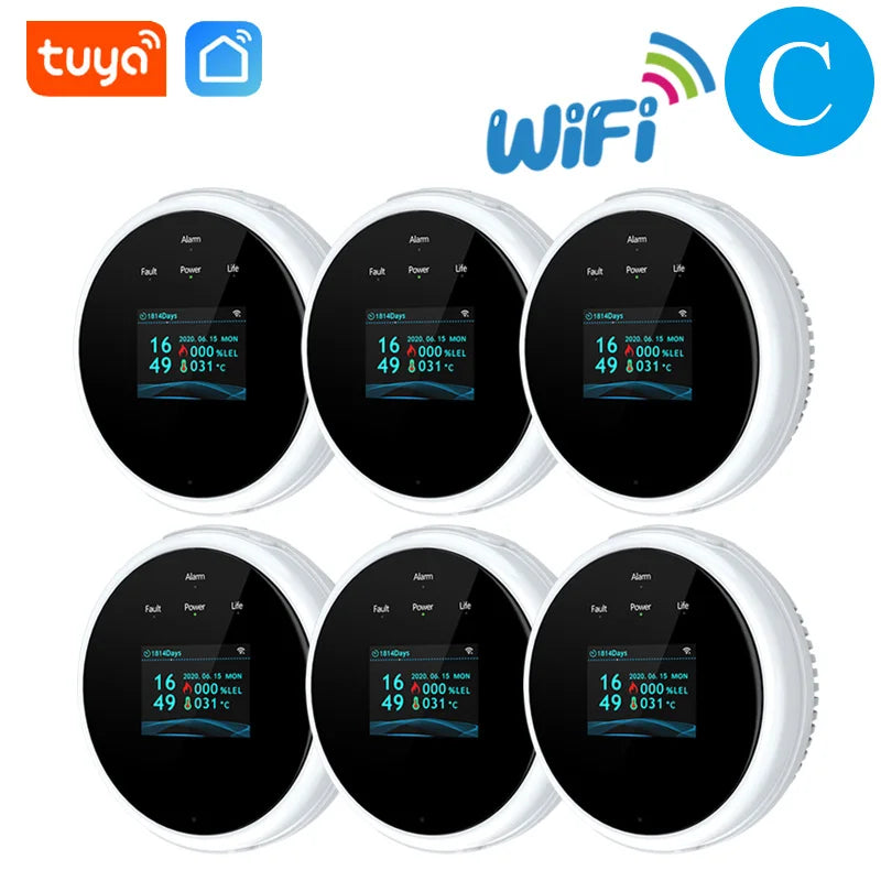 Tuya WiFi Gas Detector Home LPG Natural Gas Leak Alarm LED Display Leakage Sensor Smart Life APP Control
