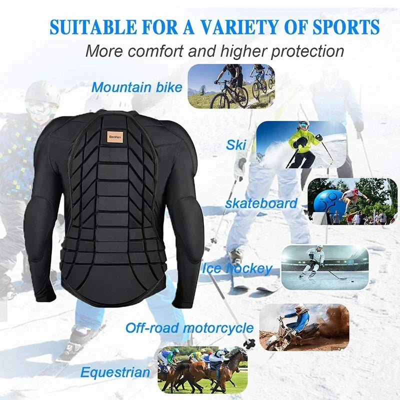 BenKen Professional Ski Protector Skiing Anti-Collision Sports Shirts Motorcycle Protective Jacket Full Body Armor Protector