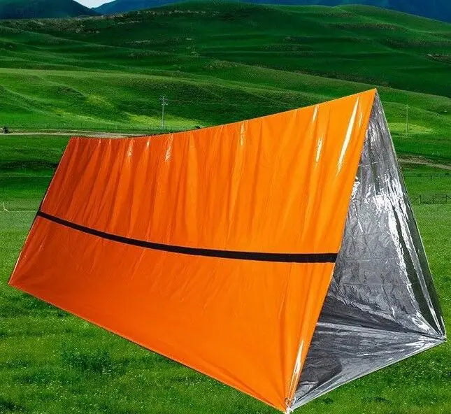 Notunterkunft für 2 Personen, Biwak-Überlebenszelt-Set, Mylar-Schlauchzelt, Schlafsack, wasserdicht, für den Außenbereich, SOS-Wärmedecke, wiederverwendbar 