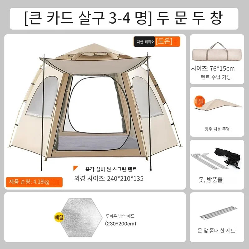 5-9 Personen Outdoor-Klappzelt Instant Pop-Up-Zelt Tragbares automatisches wasserdichtes Campingzelt mit Baldachin für Wanderpicknicks Neu