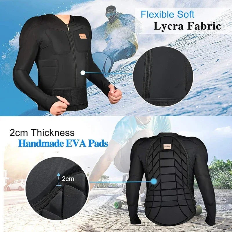 BenKen Professional Ski Protector Skiing Anti-Collision Sports Shirts Motorcycle Protective Jacket Full Body Armor Protector